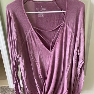 American Eagle Wrap Long Sleeve Top
